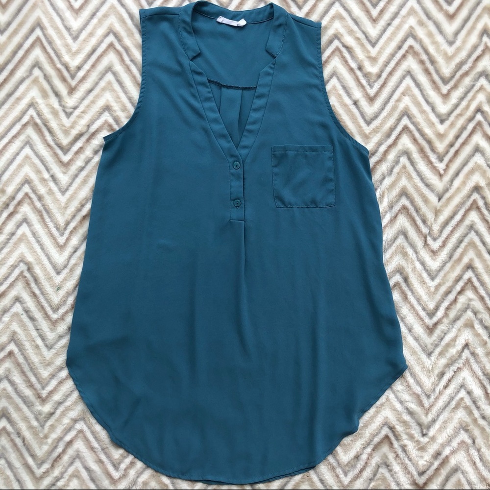 Lush sleeveless blouse - blue - size S